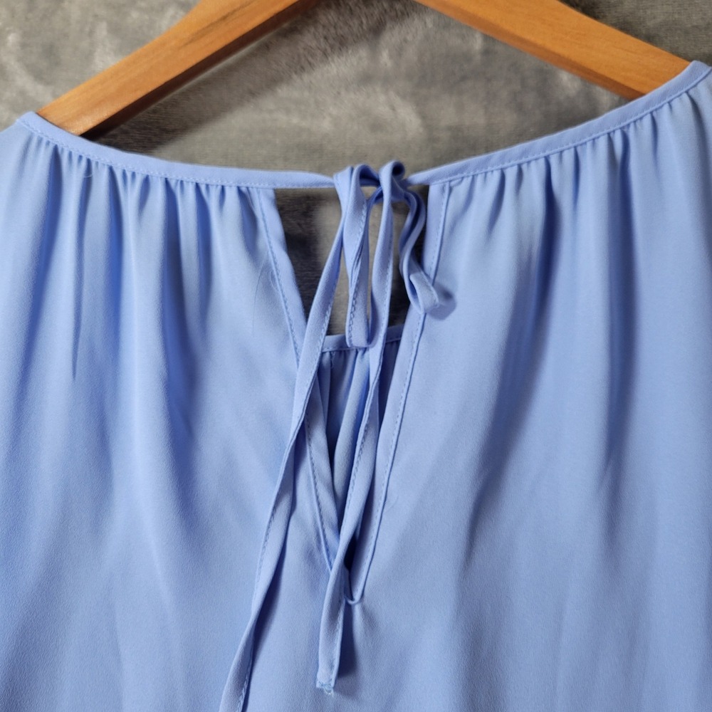 J.Crew Womens Blue Gathered Neck Long Sleeve Tie Back Blouse L2064 Size 6 - Picture 5 of 8
